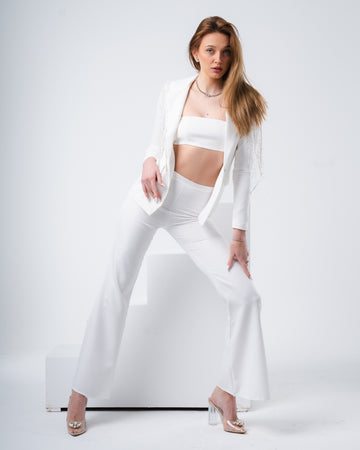 Embroidered Suit White