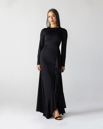 Ruffled Dress In Black