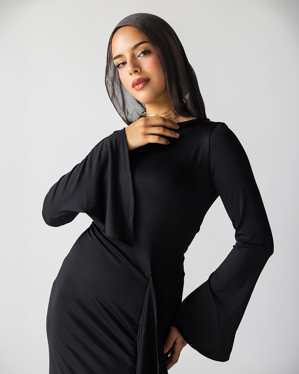 Ruffled Dress In Black