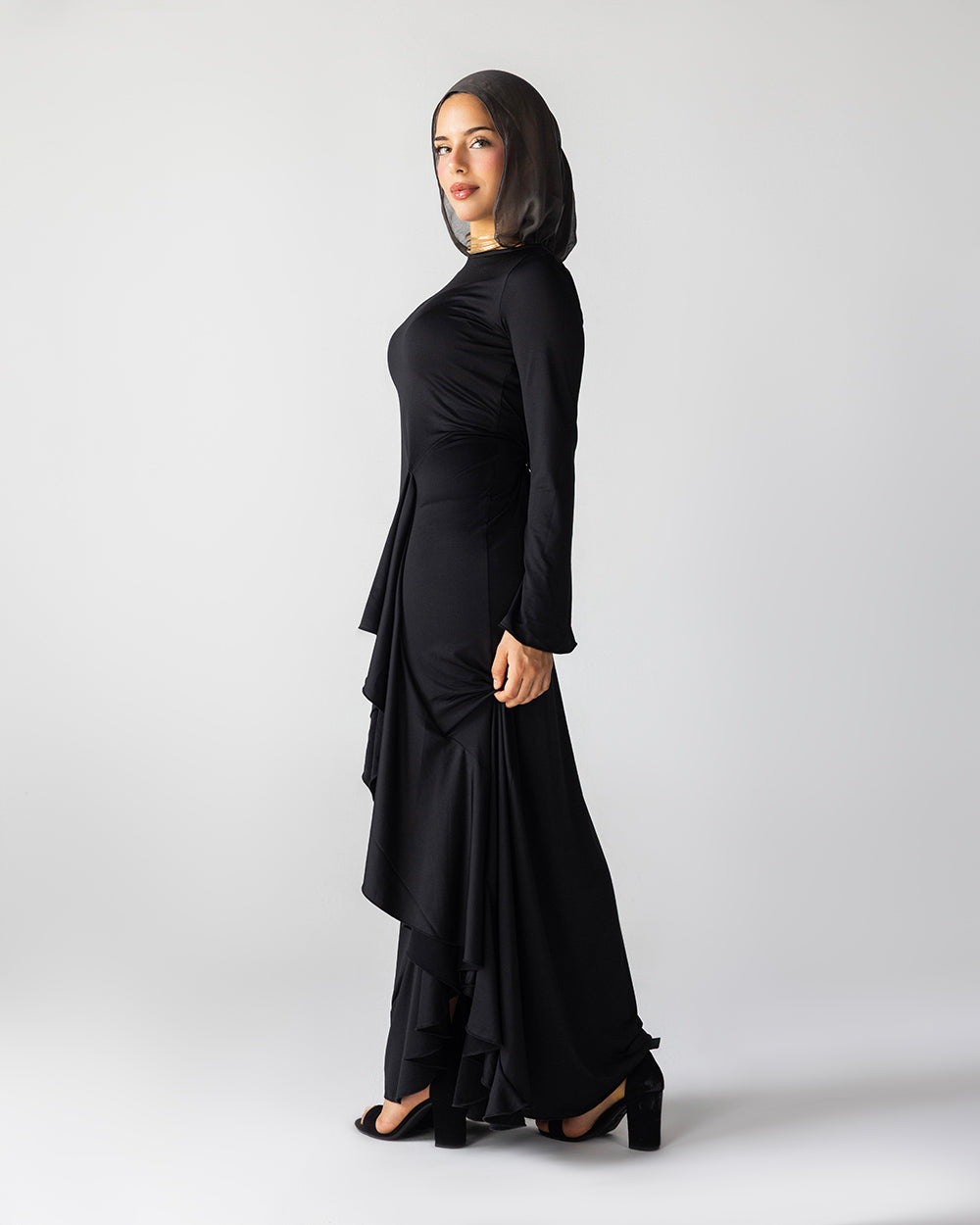 Ruffled Dress In Black