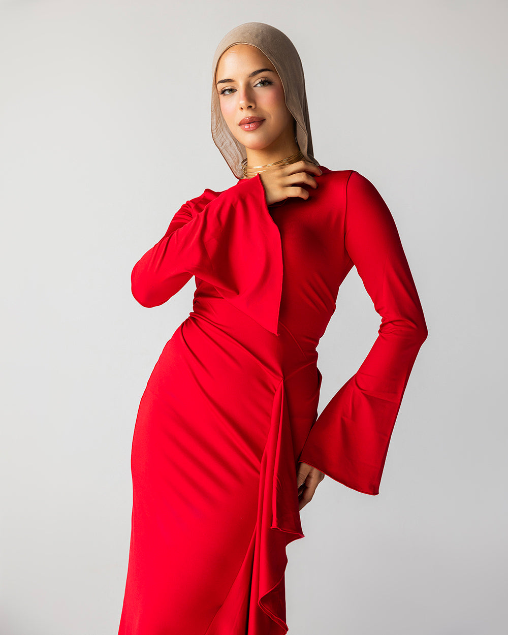 Ruffled Dress In Red