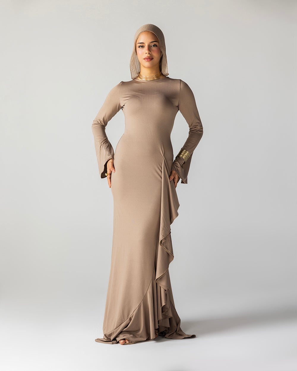Ruffled Dress In Sand