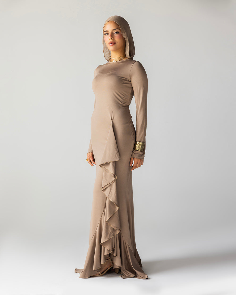 Ruffled Dress In Sand