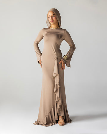Ruffled Dress In Sand