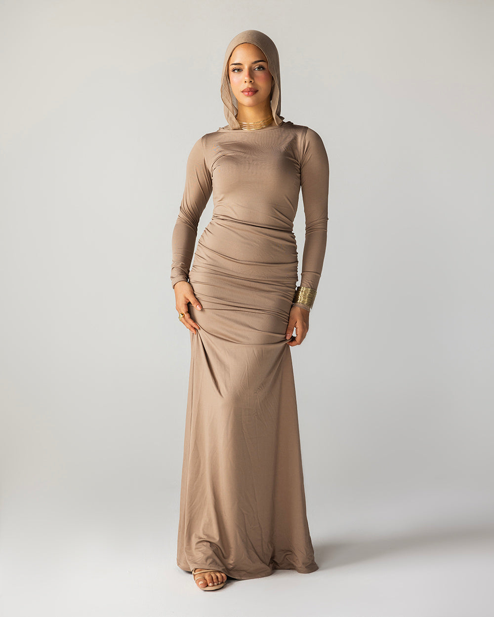 Ruffled Dress In Sand