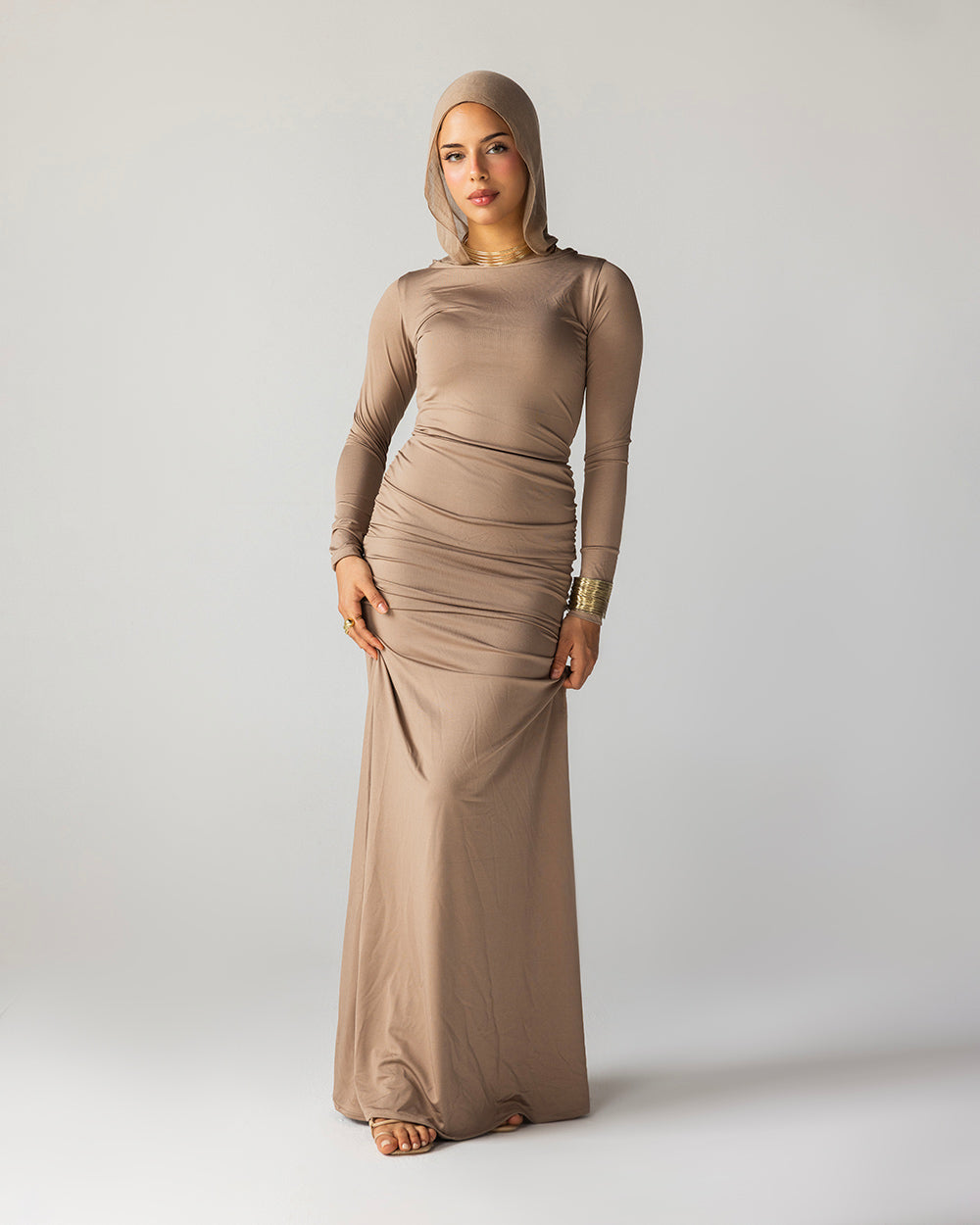 Ruffled Dress In Sand