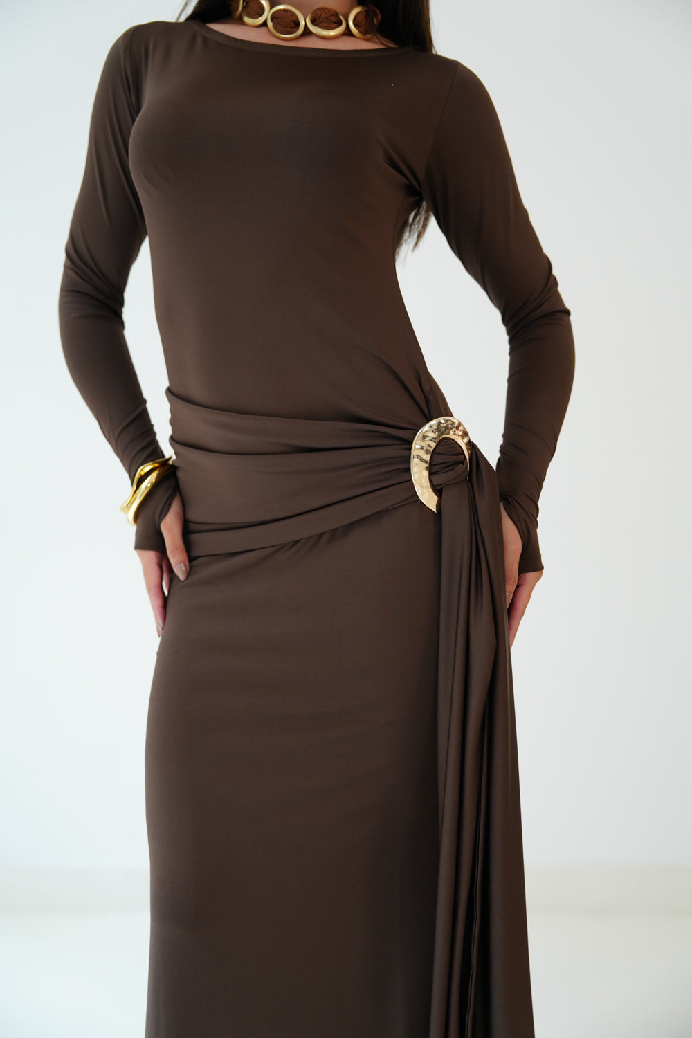 Élan Wrap Dress In Brown