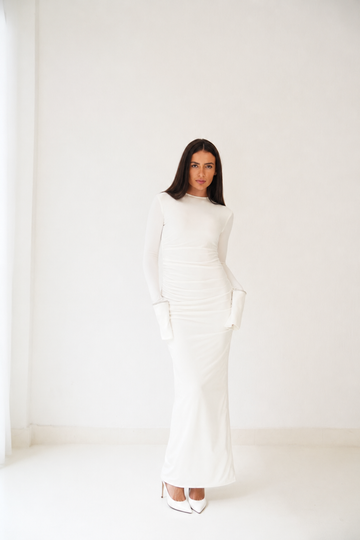 White Draped Dress