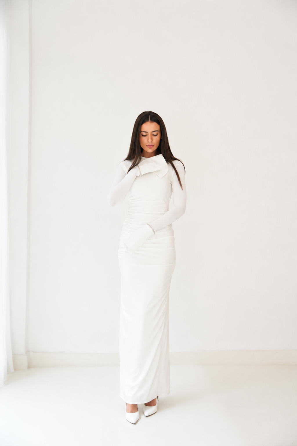 White Draped Dress