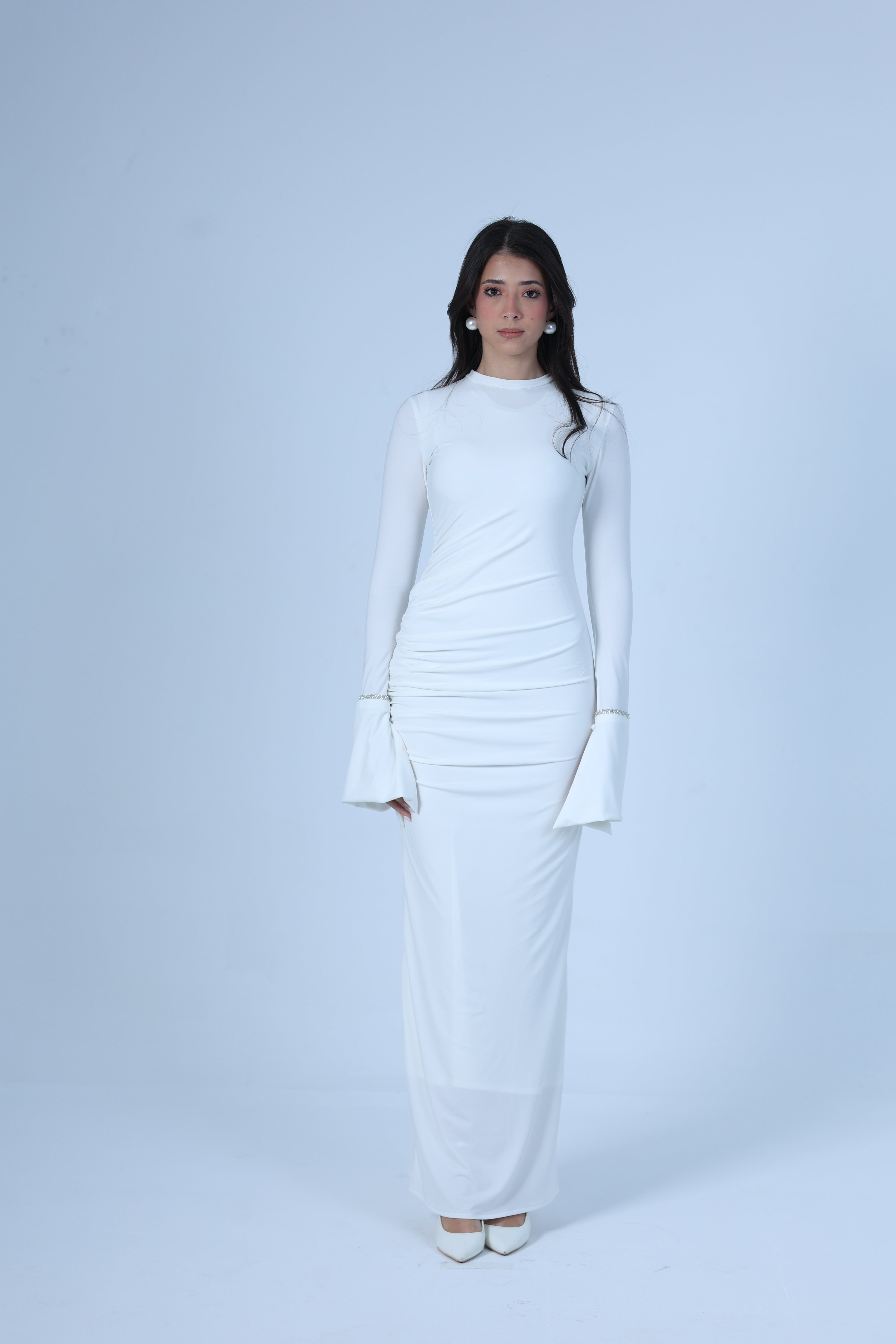 White Draped Dress