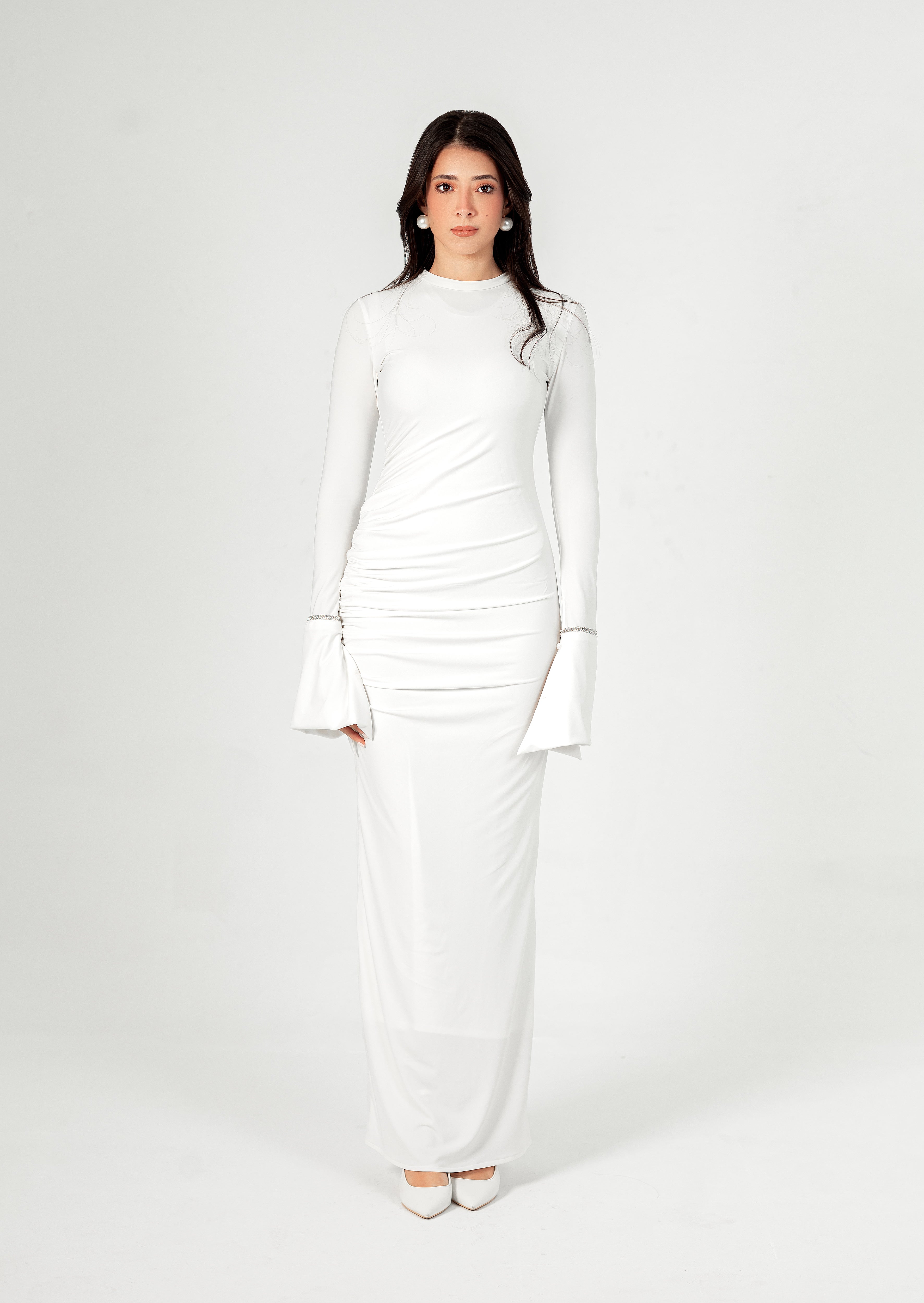 White Draped Dress