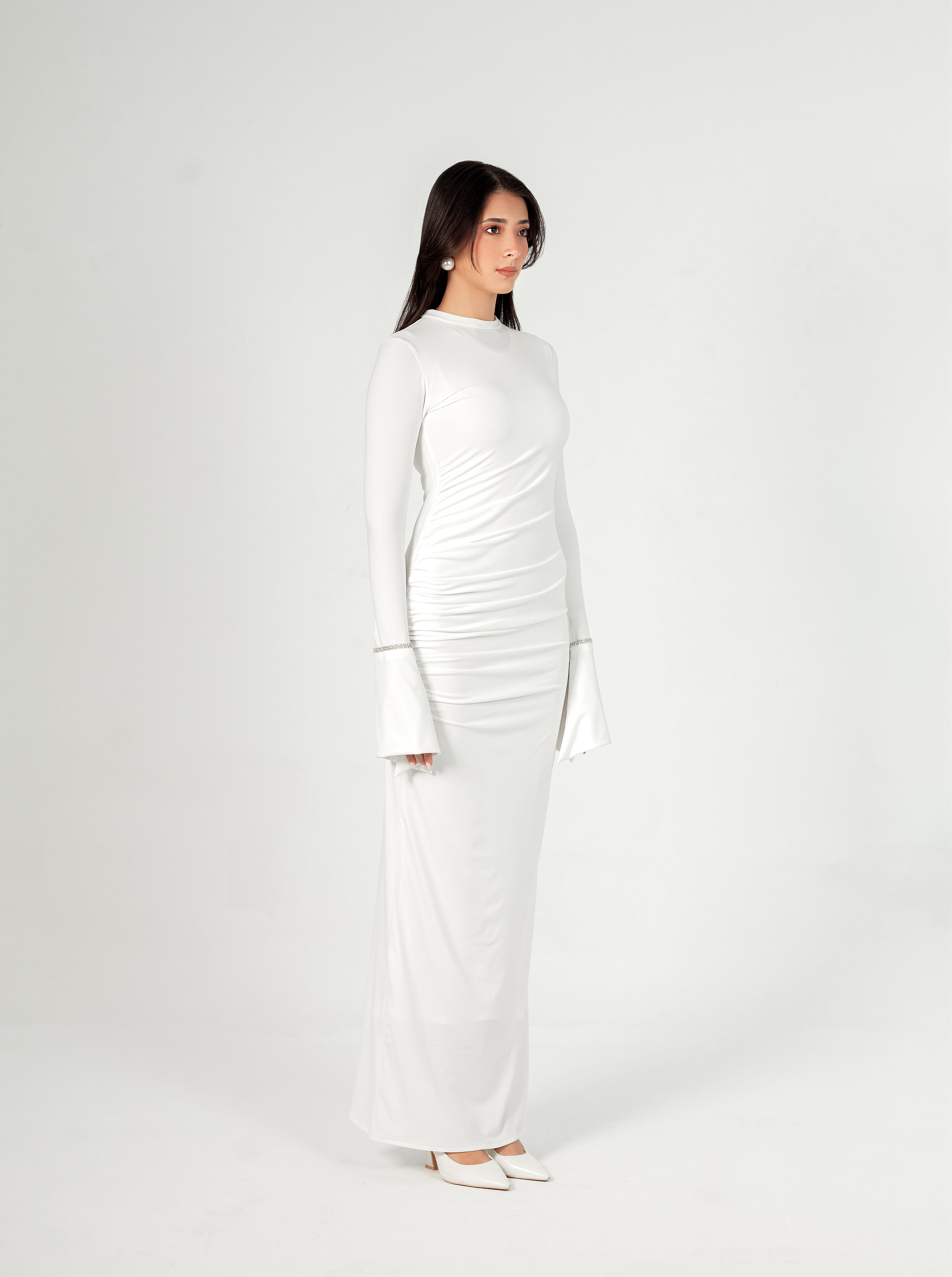White Draped Dress