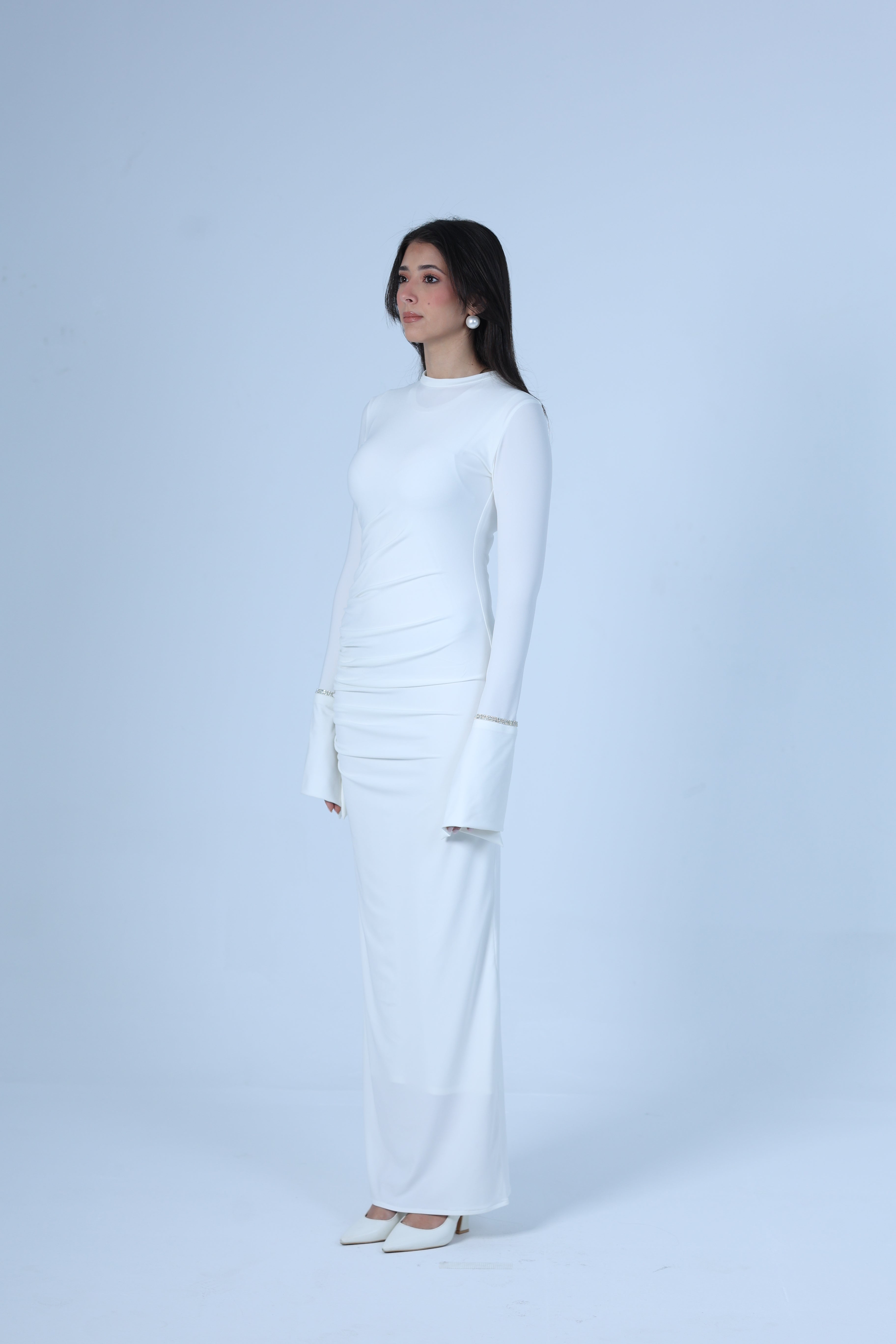 White Draped Dress