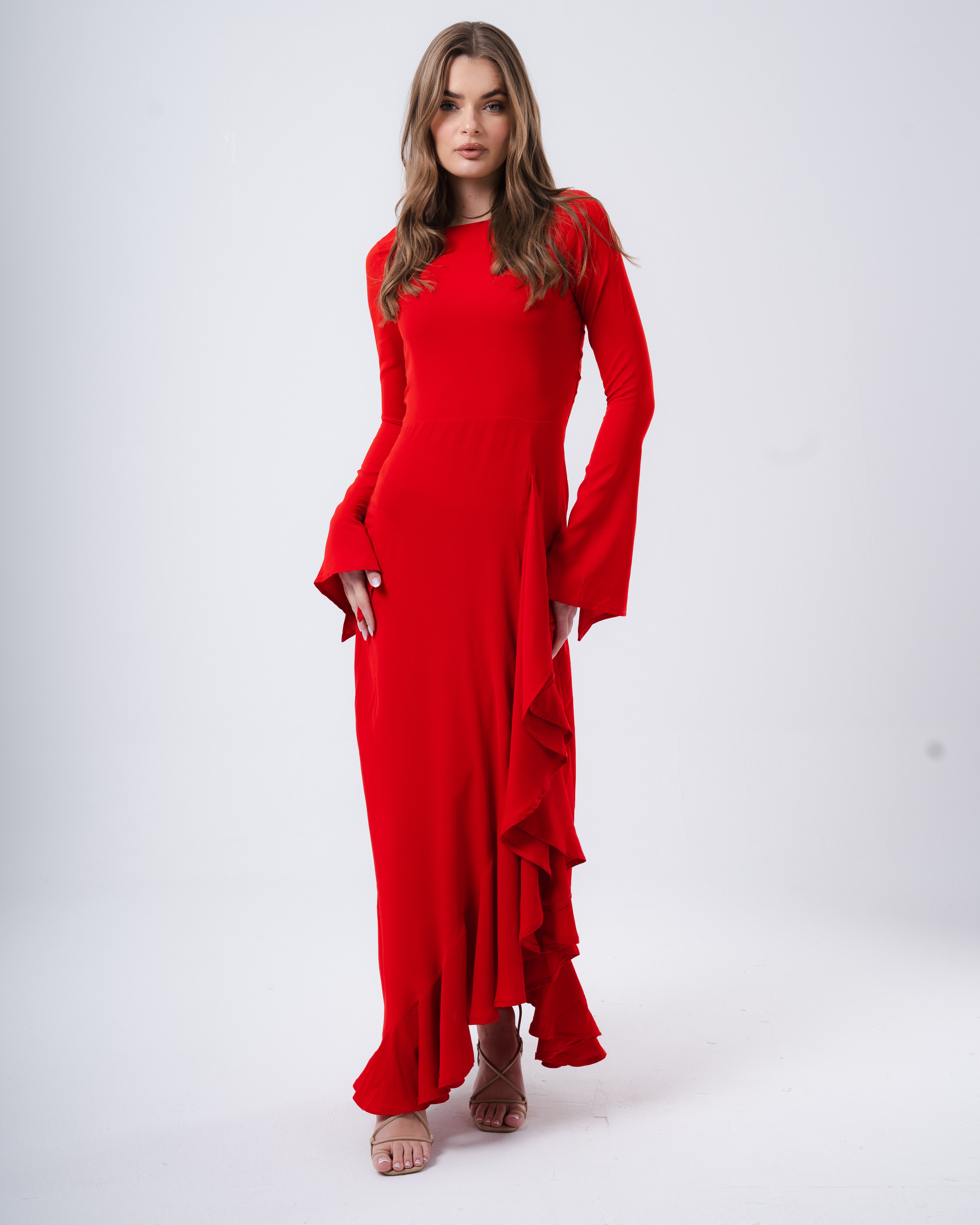 Red Ruffled Dress – MIRAZA