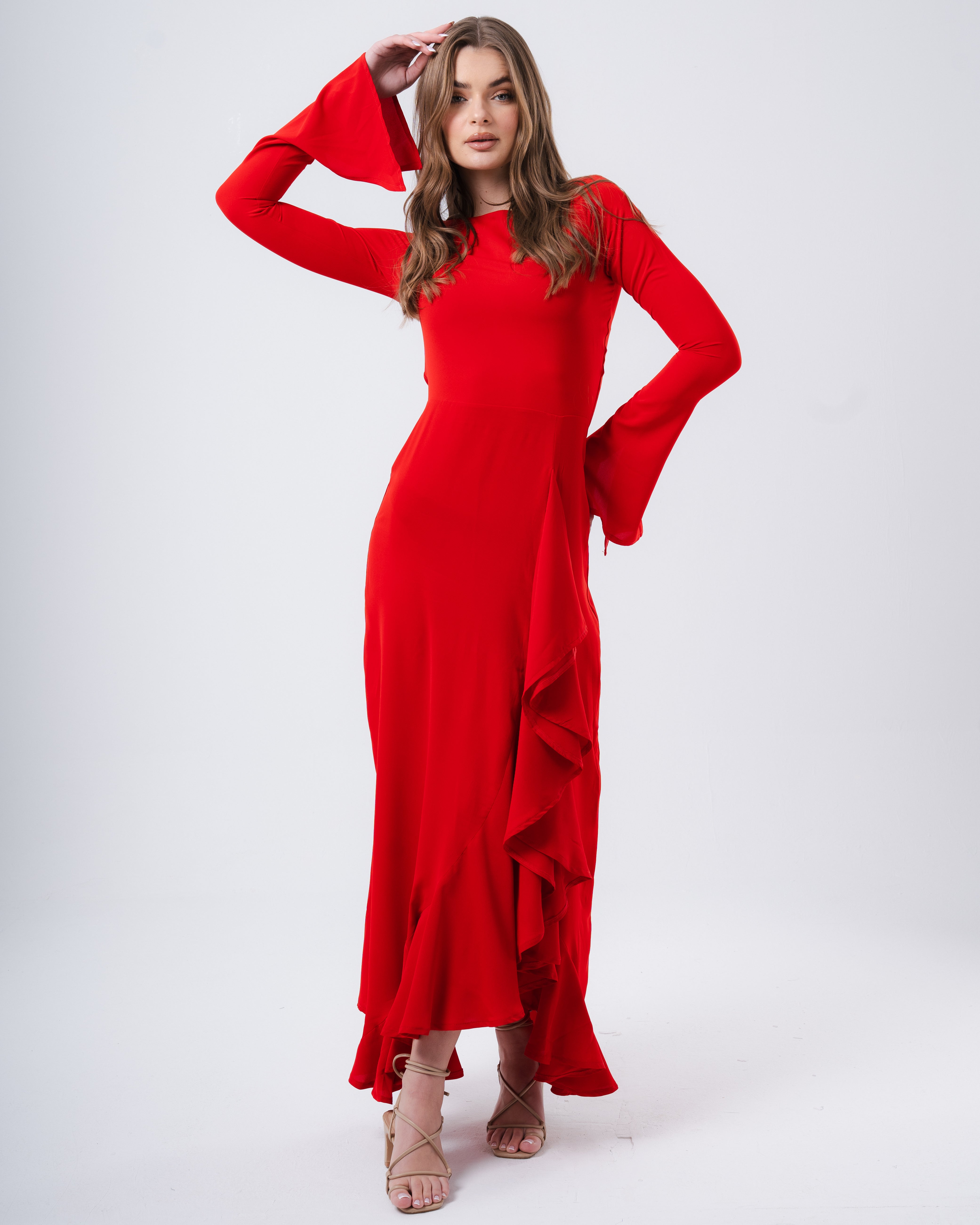 Red Ruffled Dress – MIRAZA