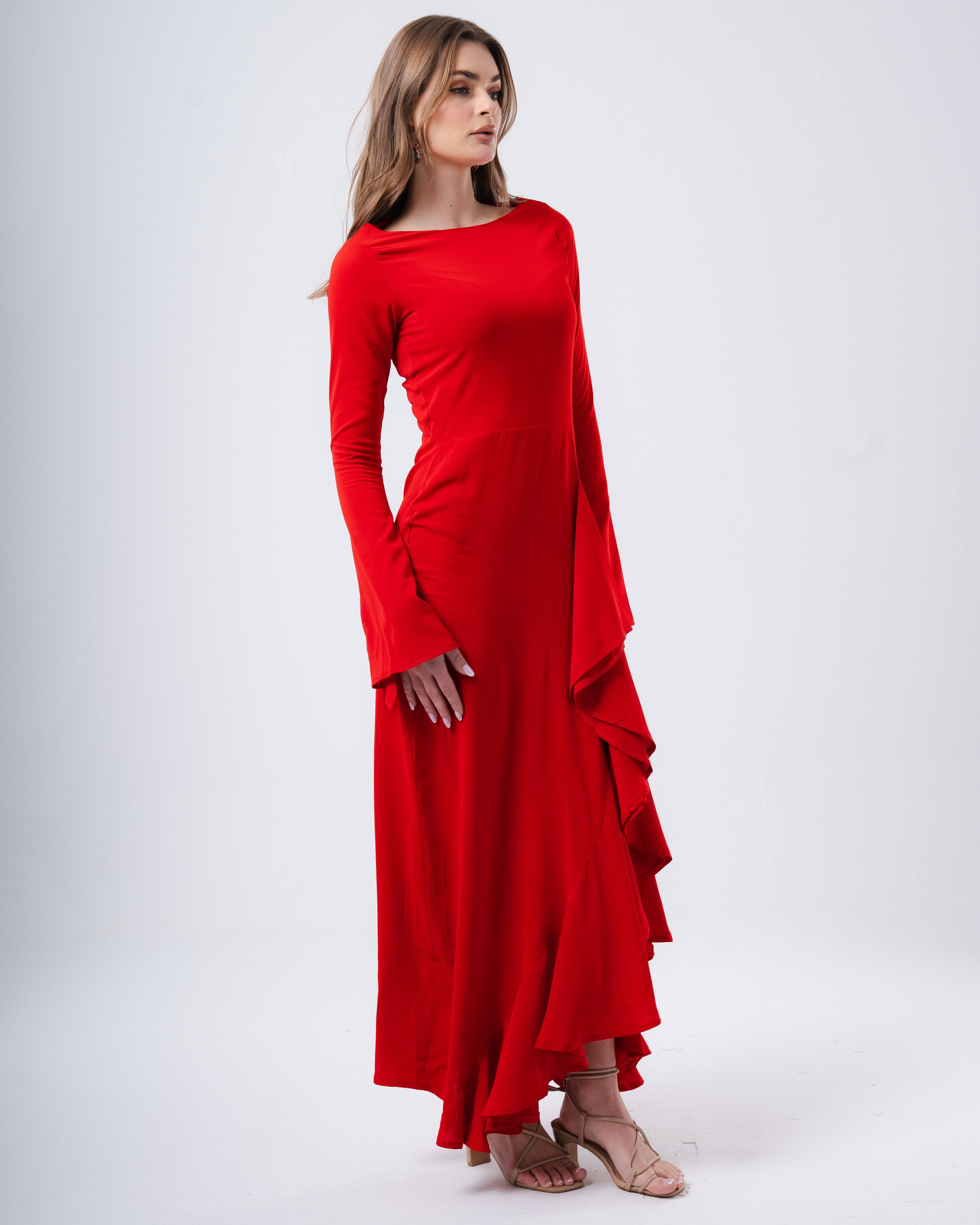 Red Ruffled Dress