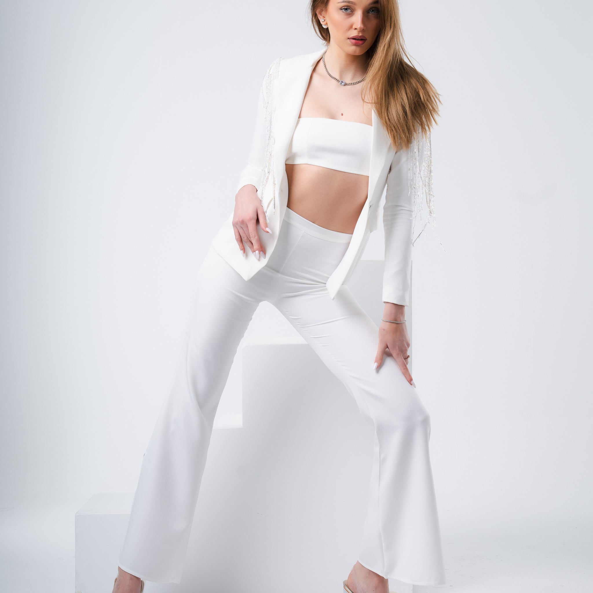 Embroidered Suit White