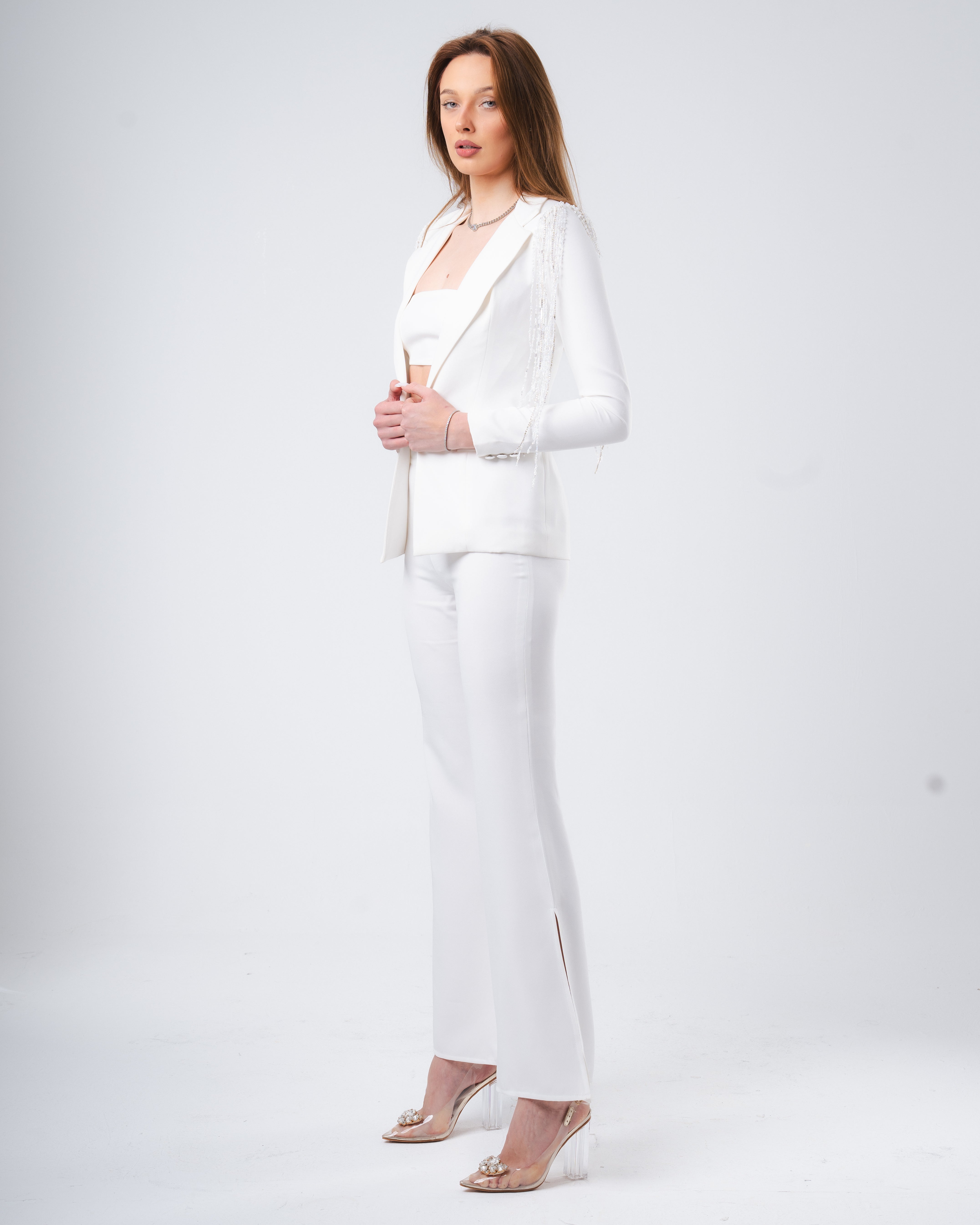 Embroidered Suit White