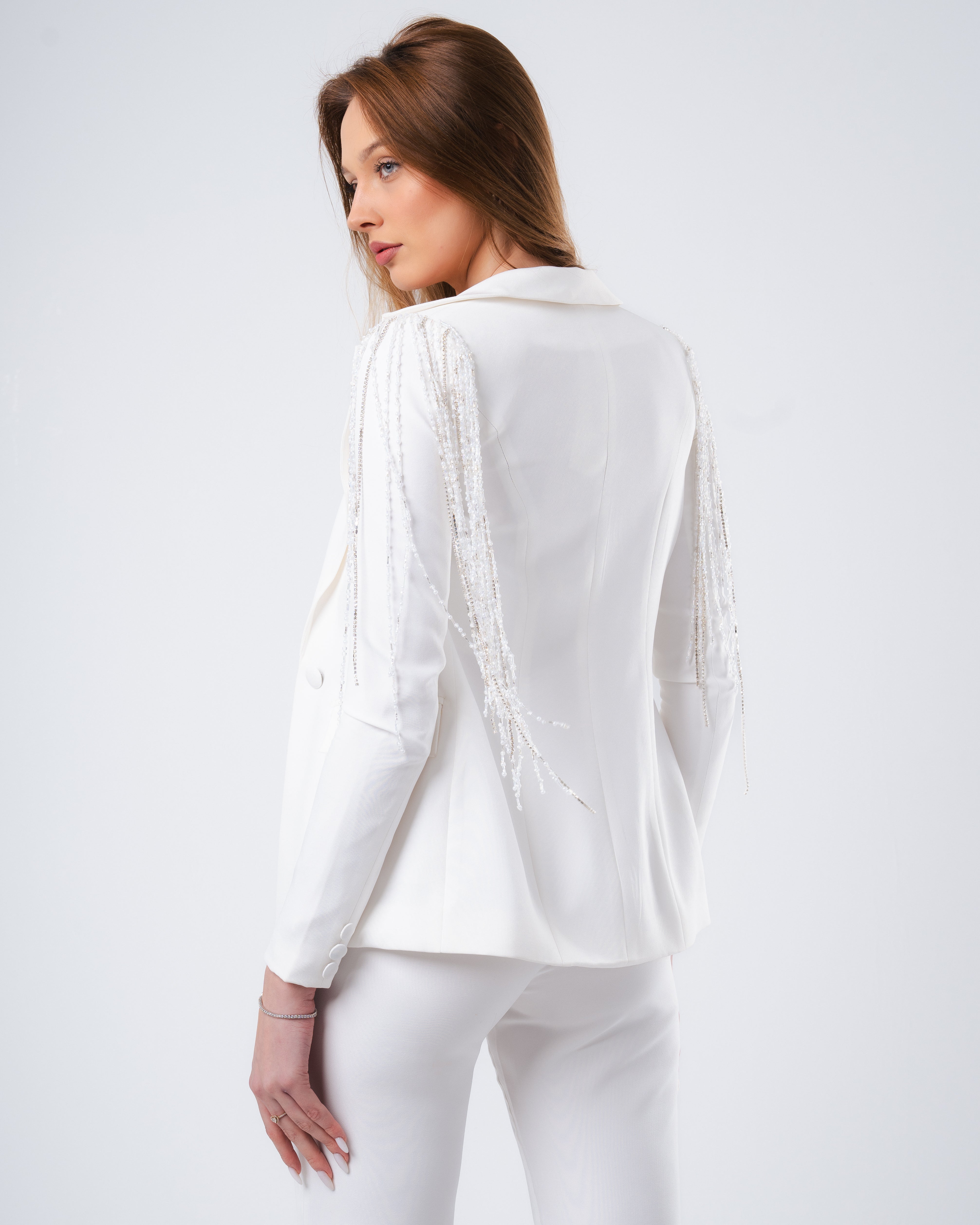 Embroidered Suit White