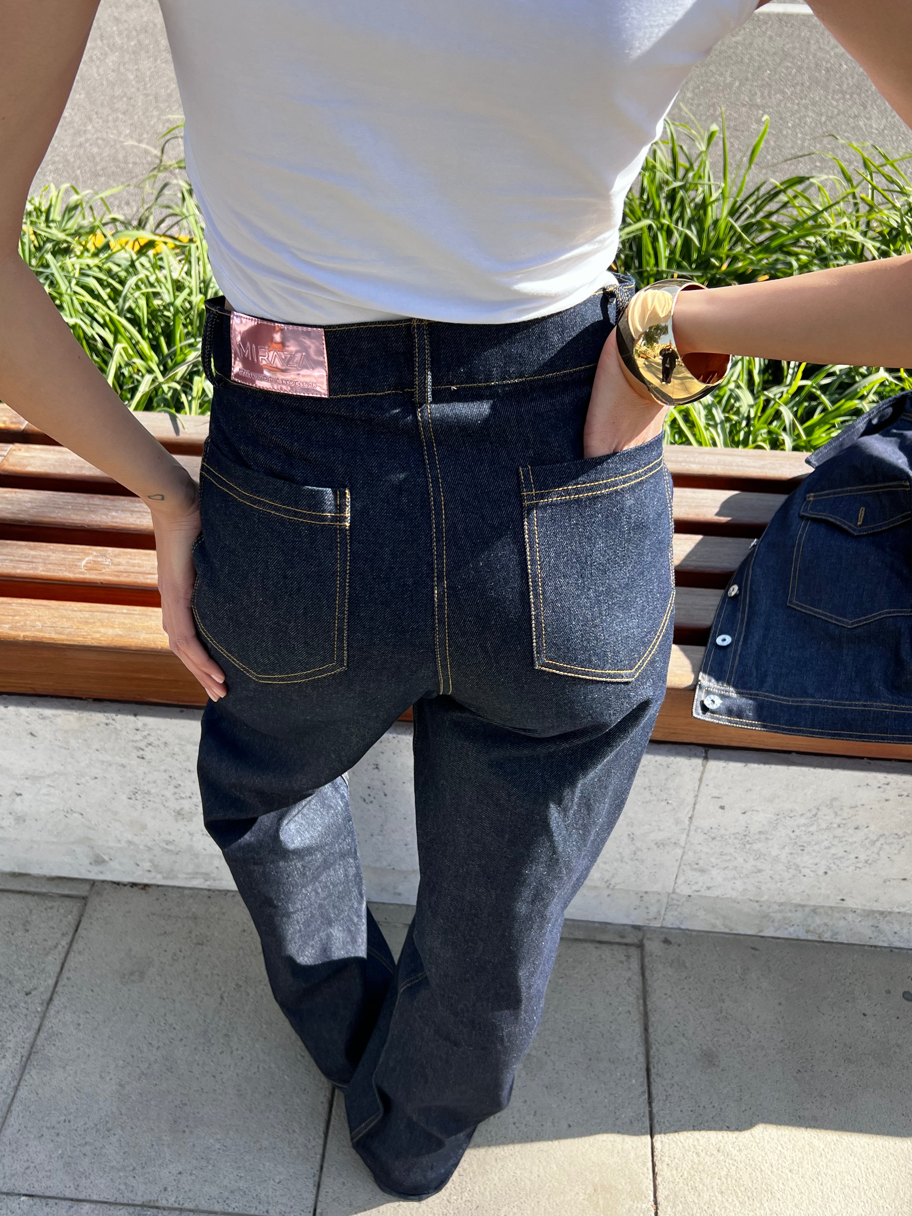 Raw Denim Pants in Midnight Blue