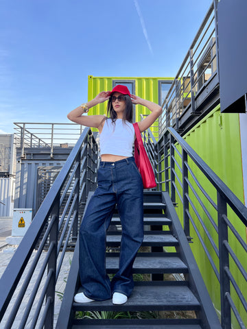 Raw Denim Pants in Midnight Blue