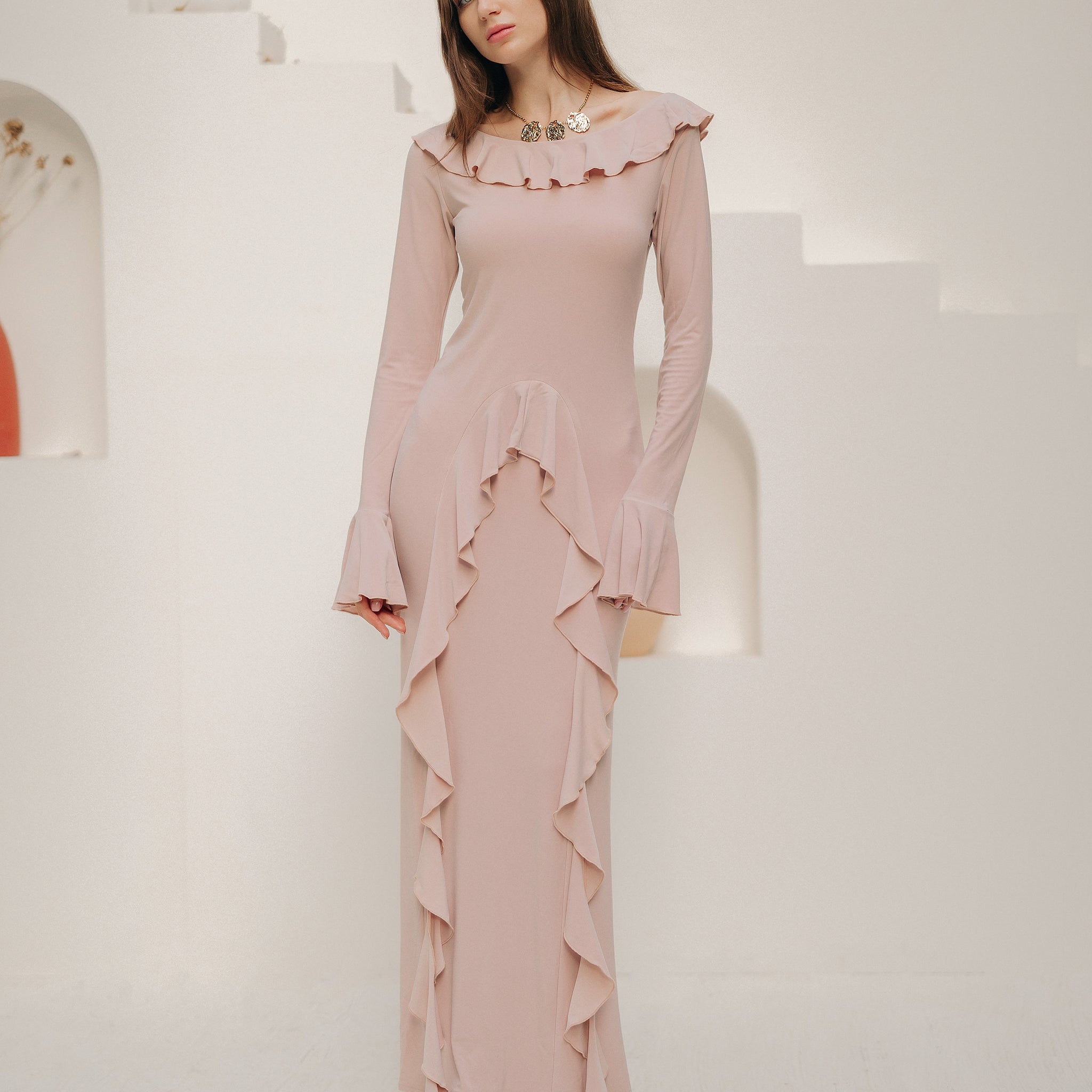 Dazzle B Dress In Beige